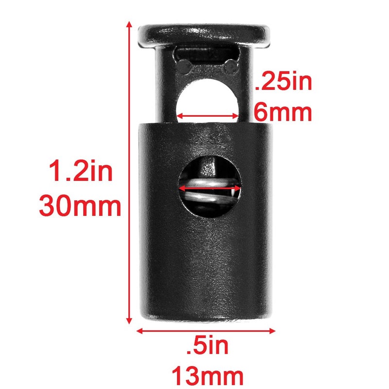 Craft County 1/4 Inch Heavy Duty Barrel Cord Lock Toggle Stop Sliders - Use with Paracord, Drawstrings, Accessory Cordage and More (10 Pack) - Image 3